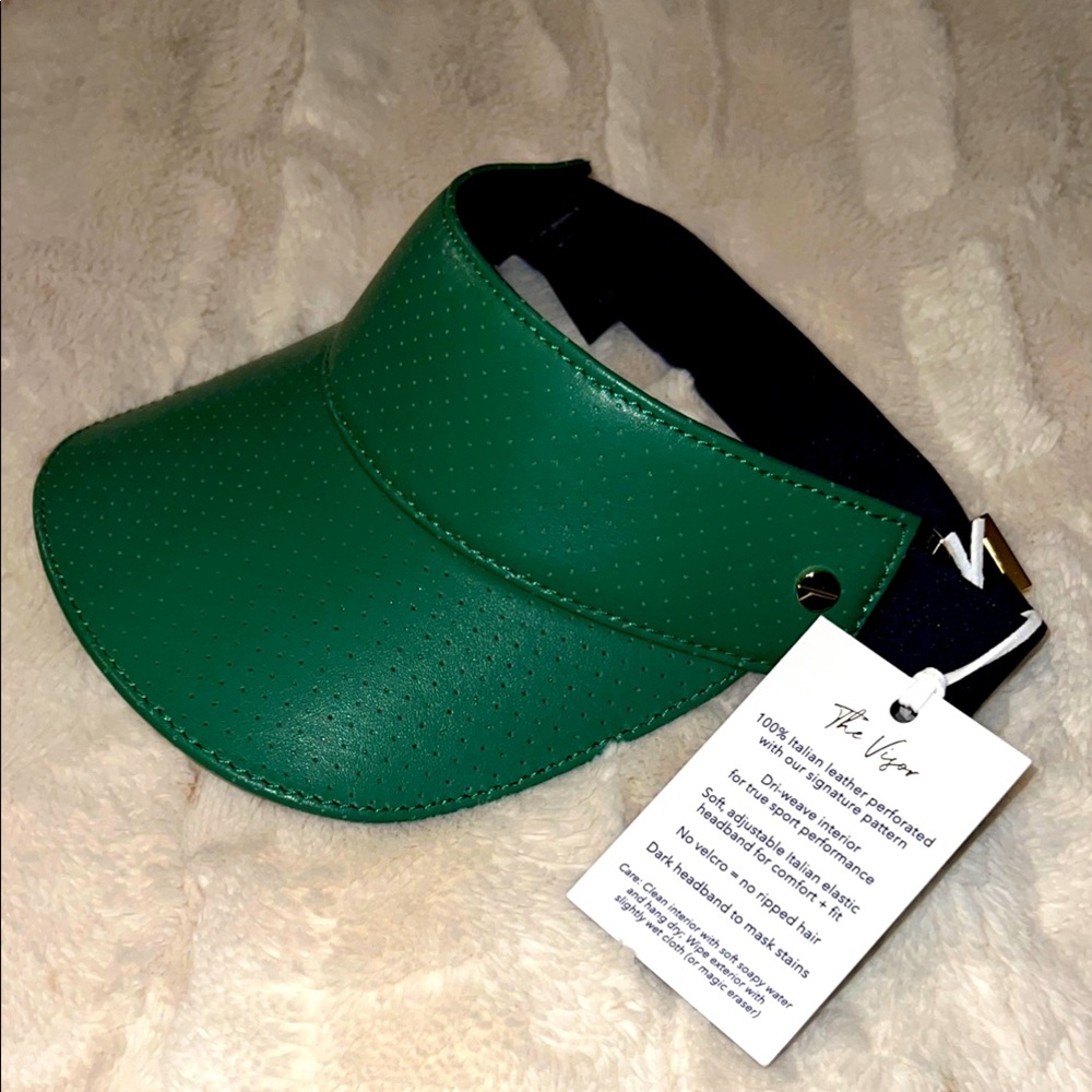 NWT- Fenix Sportier- THE VISOR - COURT GREEN LEATHER/NAVY TRIM & GOLD-NEW